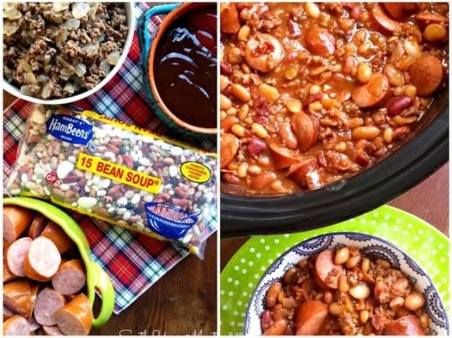 3 Meat Crock Pot Cowboy Beans