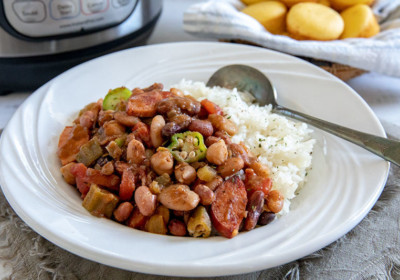 Instant-Pot-Cajun-15-Bean-Soup-Rice-Sausage-Vertical