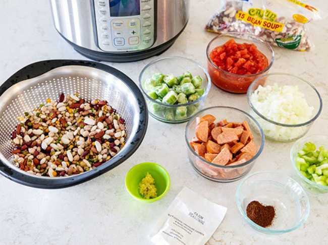 Instant Pot Cajun 15 BEAN SOUP® with Rice and Sausage