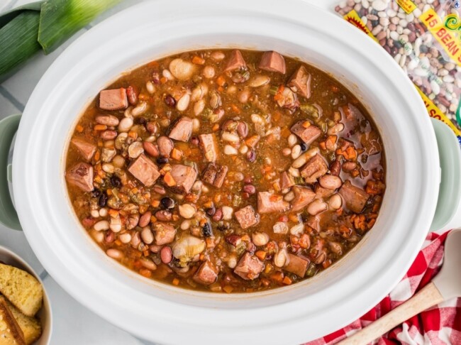 Slow Cooker Cajun 15 Bean Soup with Smoked Turkey